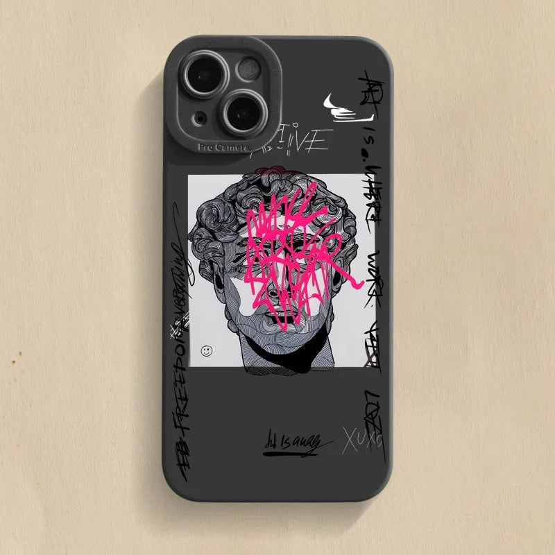 Vandalis iPhone case bold graffiti Mona Lisa street art design premium TPU protective shield urban style