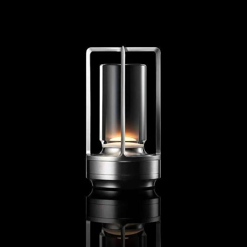 Nordic metal frame table lantern glass casing USB rechargeable touch dimming ambient modern decor