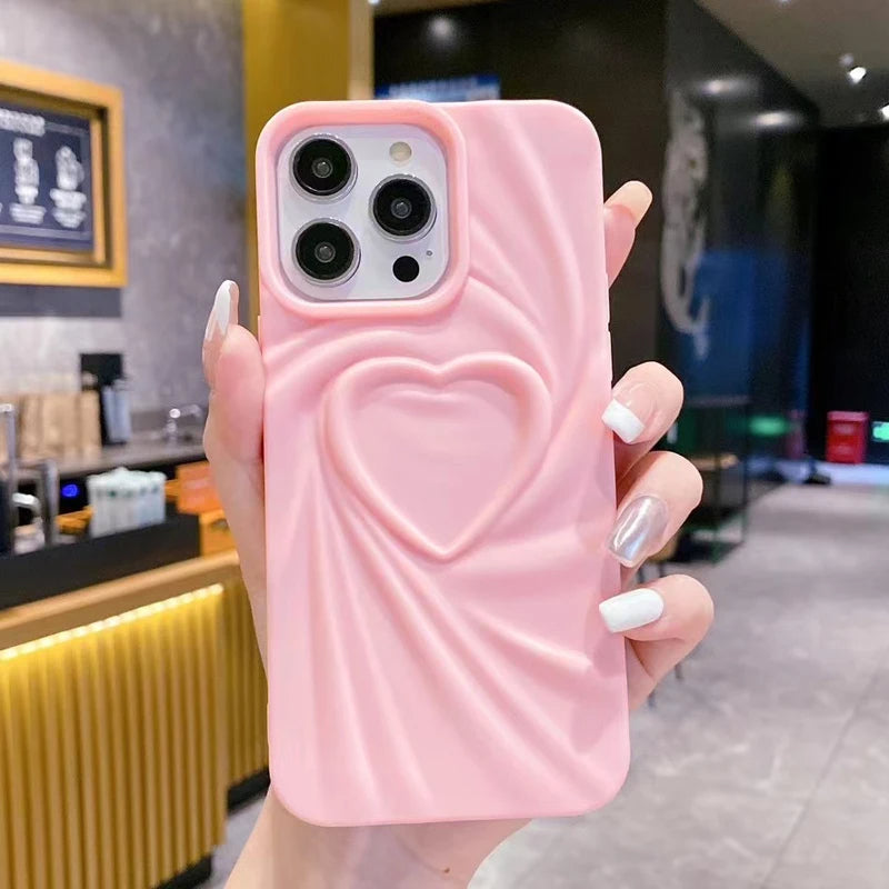 Heartbeat Series iPhone case pink silicone 3D sculpted heart grip slim protective cover