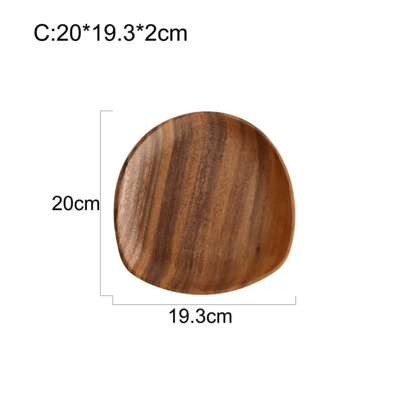 Minimalist acacia wood serving tray oval organic shape natural grain home entertaining decor