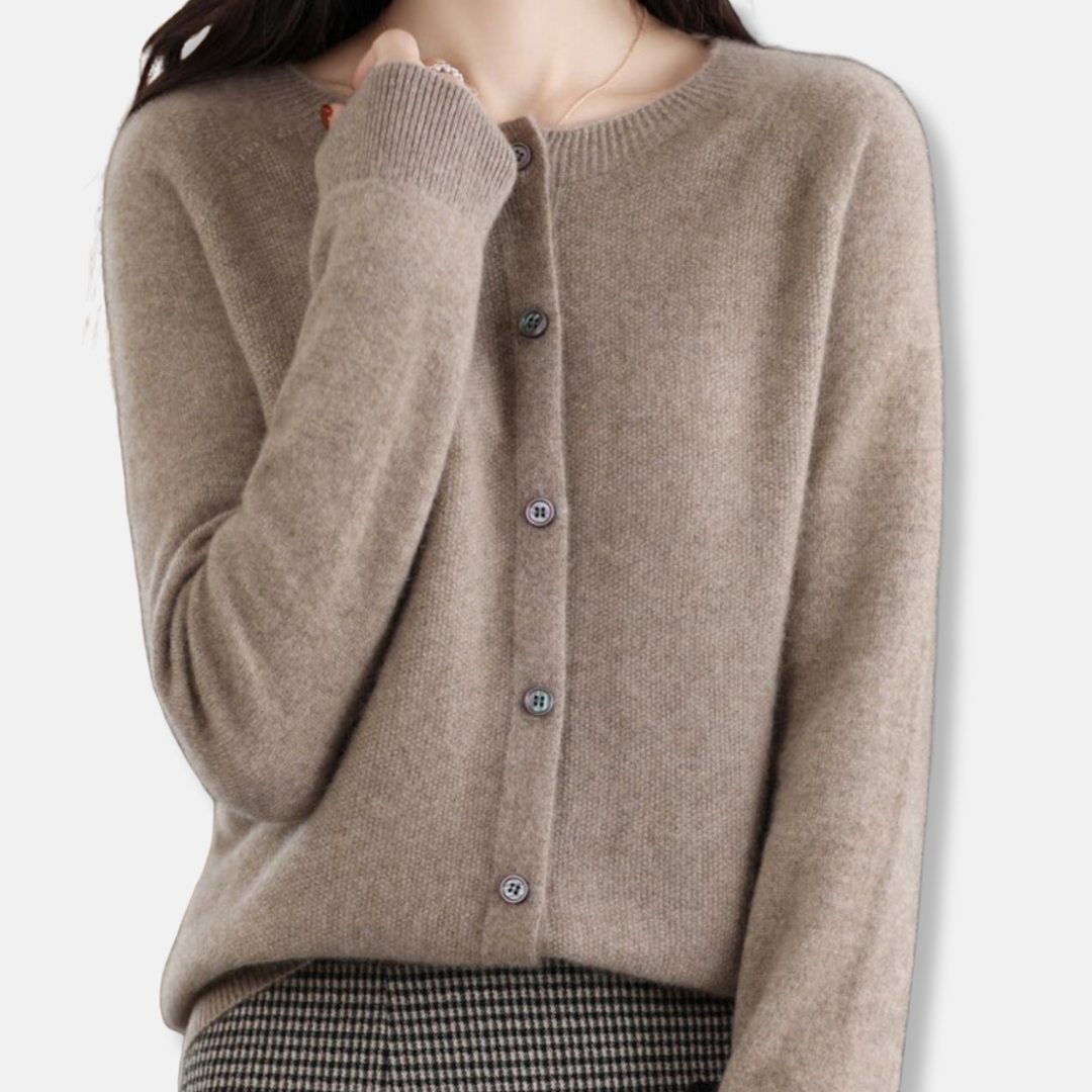 Women's merino wool cardigan regular fit button-front ribbed knit sweater soft luxurious layer
