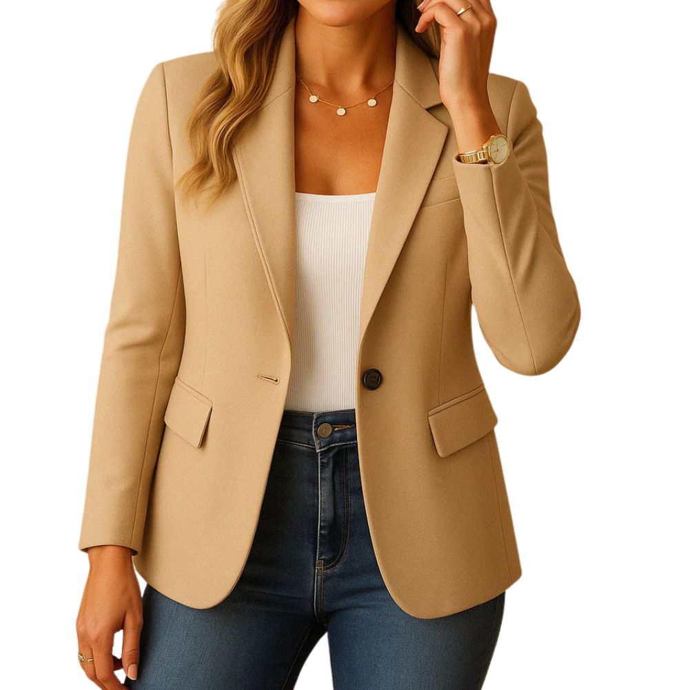 Women's tailored blazer notched lapel single-button closure versatile office-to-casual polished fit