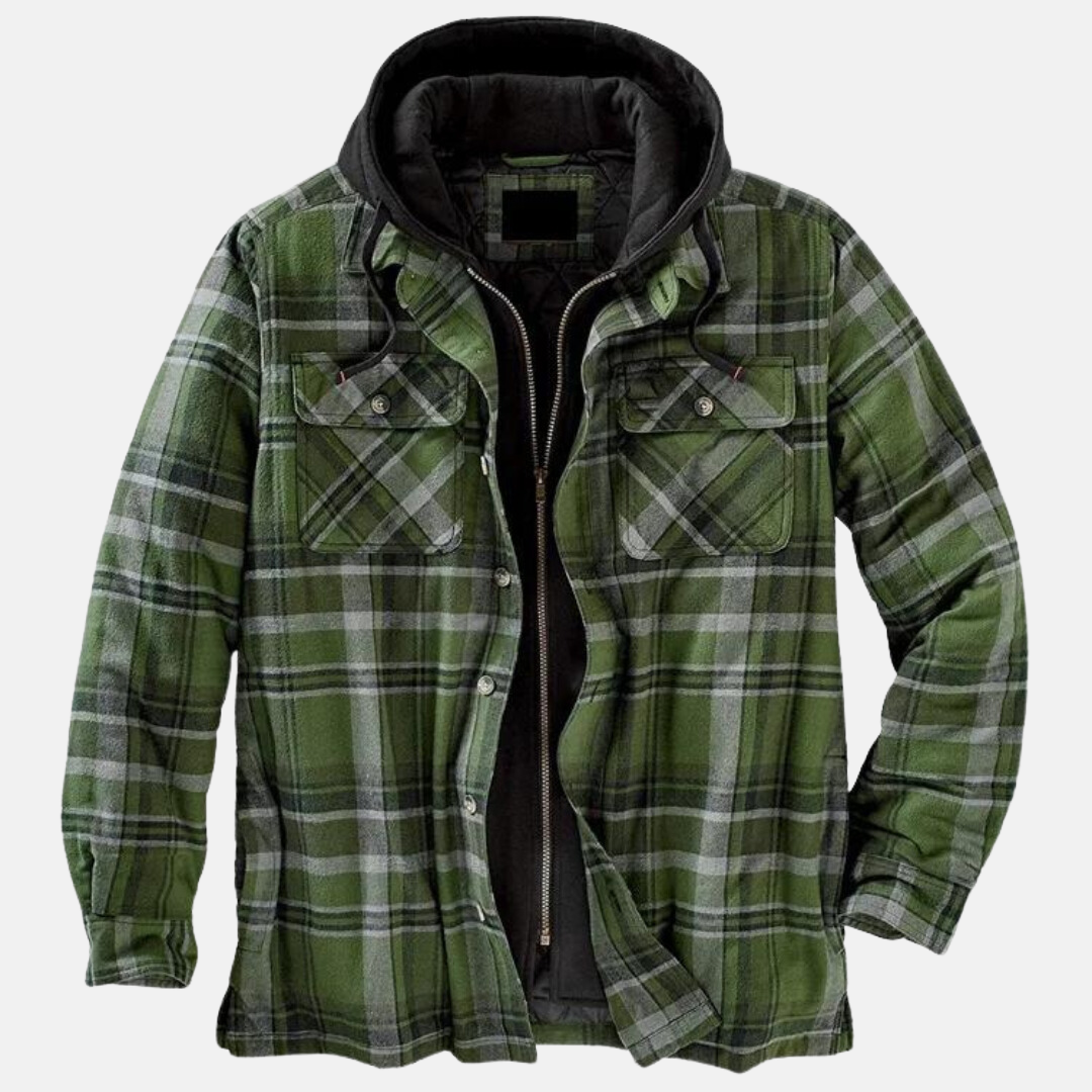 Men's quilted flannel shirt jacket rugged layered style with cozy quilted warmth for outdoor wear