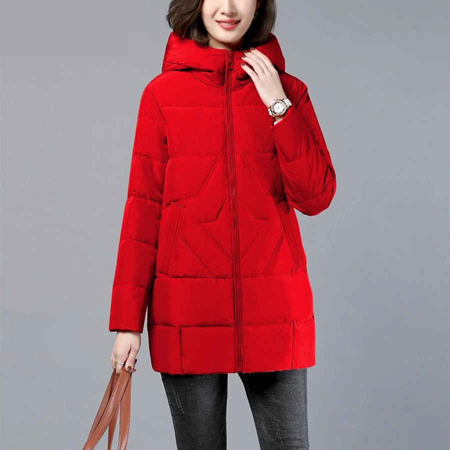 Chloe women's insulated hooded winter jacket sleek silhouette padded warmth everyday cold weather