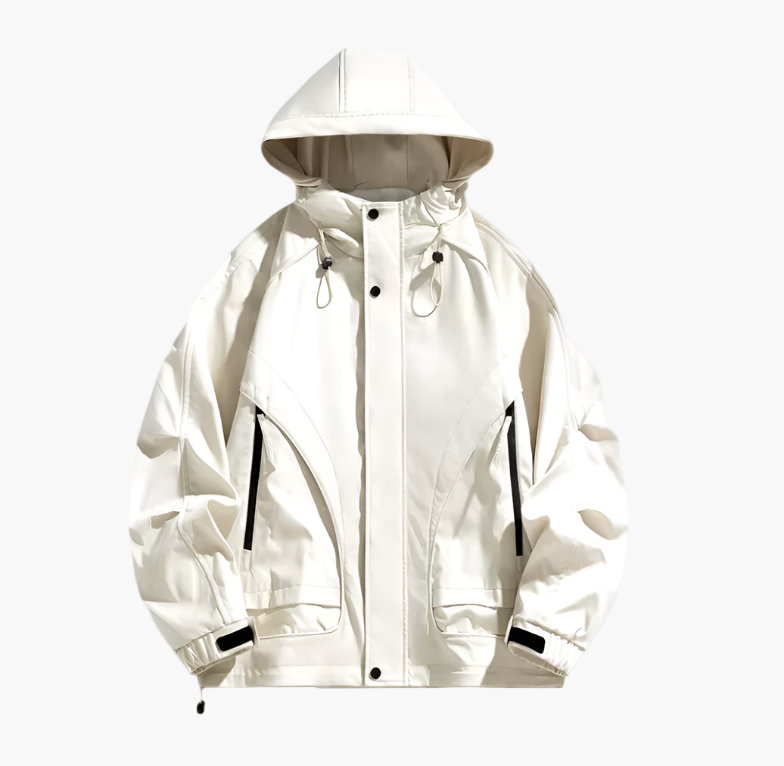 Men's lightweight windproof jacket in neutral tones, sporty silhouette with water-repellent shell