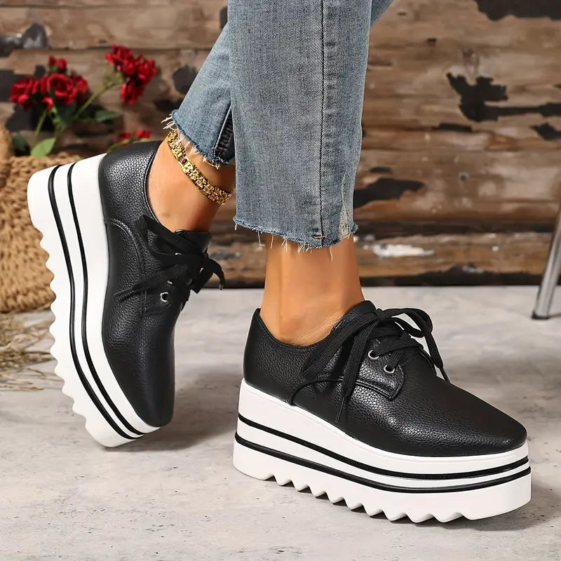 Petra | Women's Platform Oxford Shoes Lace Up Wedge Sneakers
