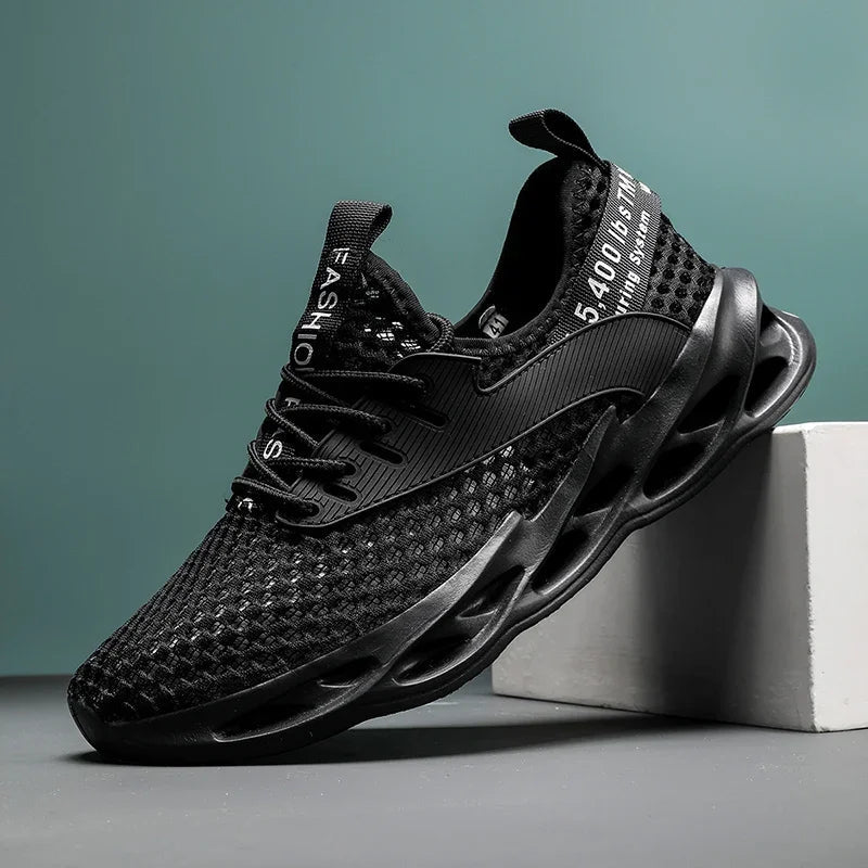 Lightweight camo mesh running sneaker with breathable upper and sculpted performance sole for runners