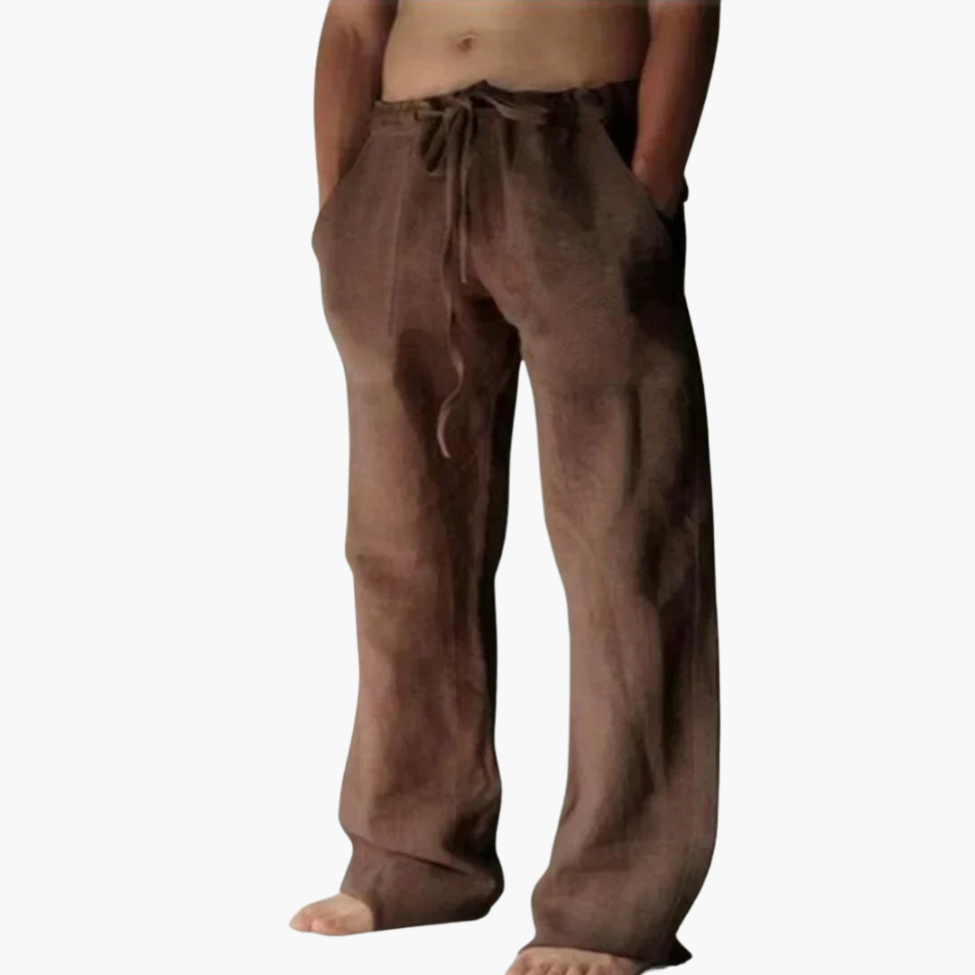 Men's lightweight relaxed fit casual pants, breathable fabric, loose cut for unrestricted movement