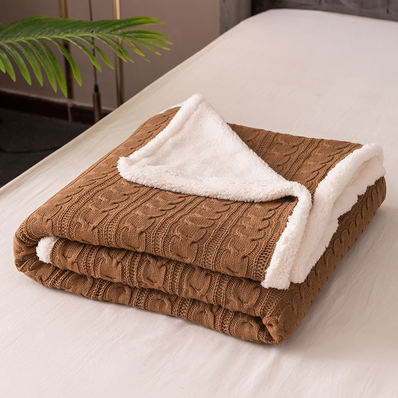 Ivory cable knit sherpa throw blanket reversible dual-texture ultra-soft cozy cold nights comfort