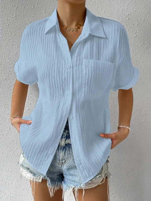 Justice women's minimalist shirt timeless elegant design versatile casual chic soft breathable fabric