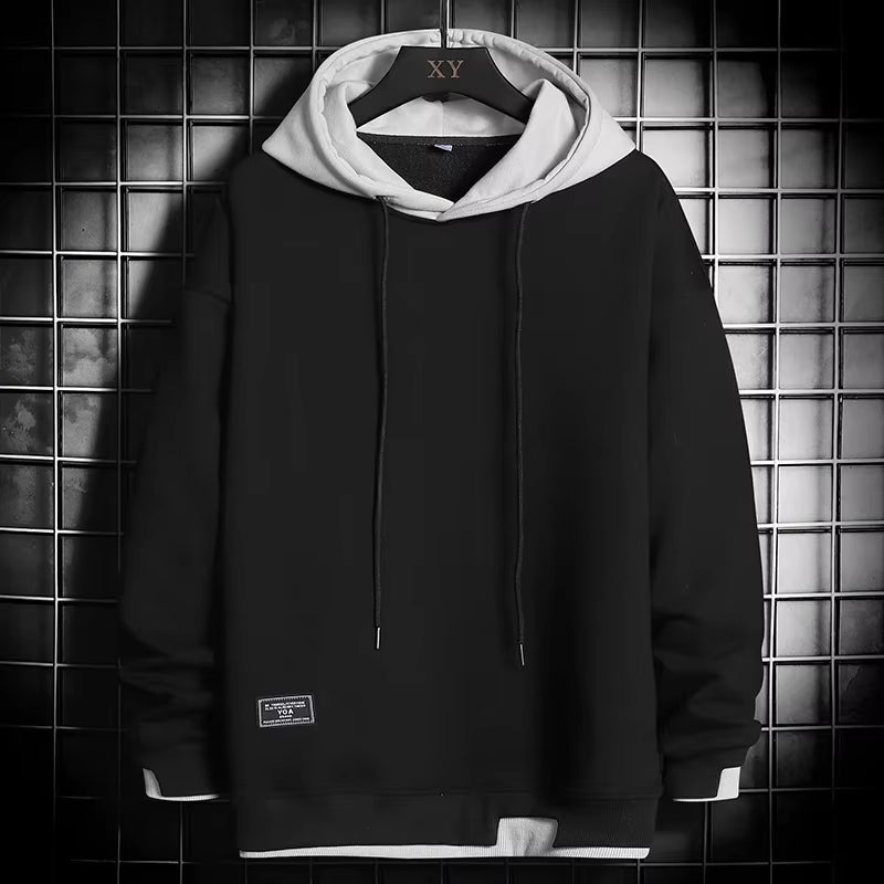 Triton unisex dual-tone hoodie cotton blend layered hem color-block lightweight casual streetwear