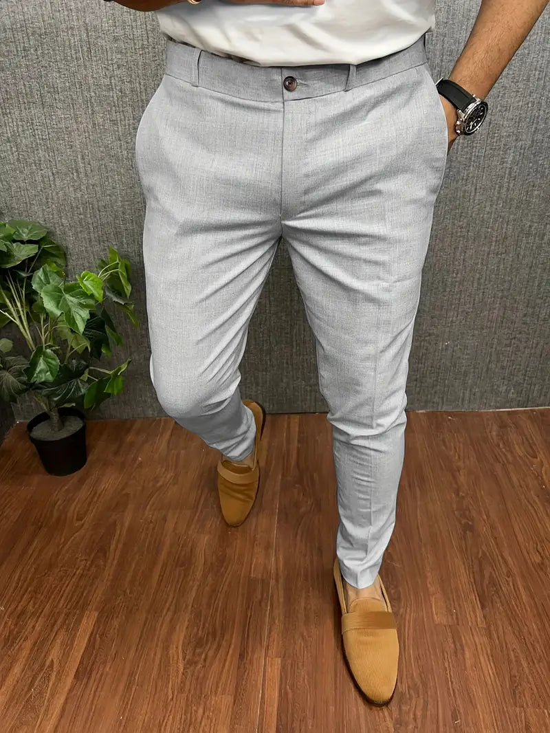 Men's elegant tailored trousers modern cut slim fit durable high-quality fabric fashion-conscious style