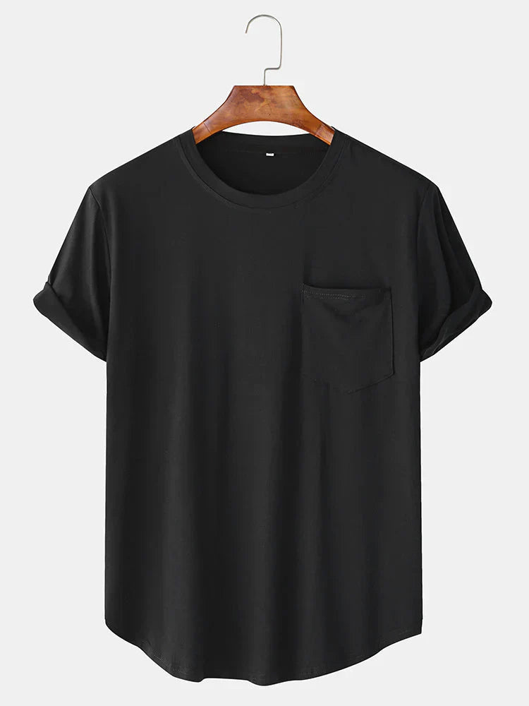 Men's classic crew neck pocket t-shirt relaxed fit soft everyday essential with chest pocket detail