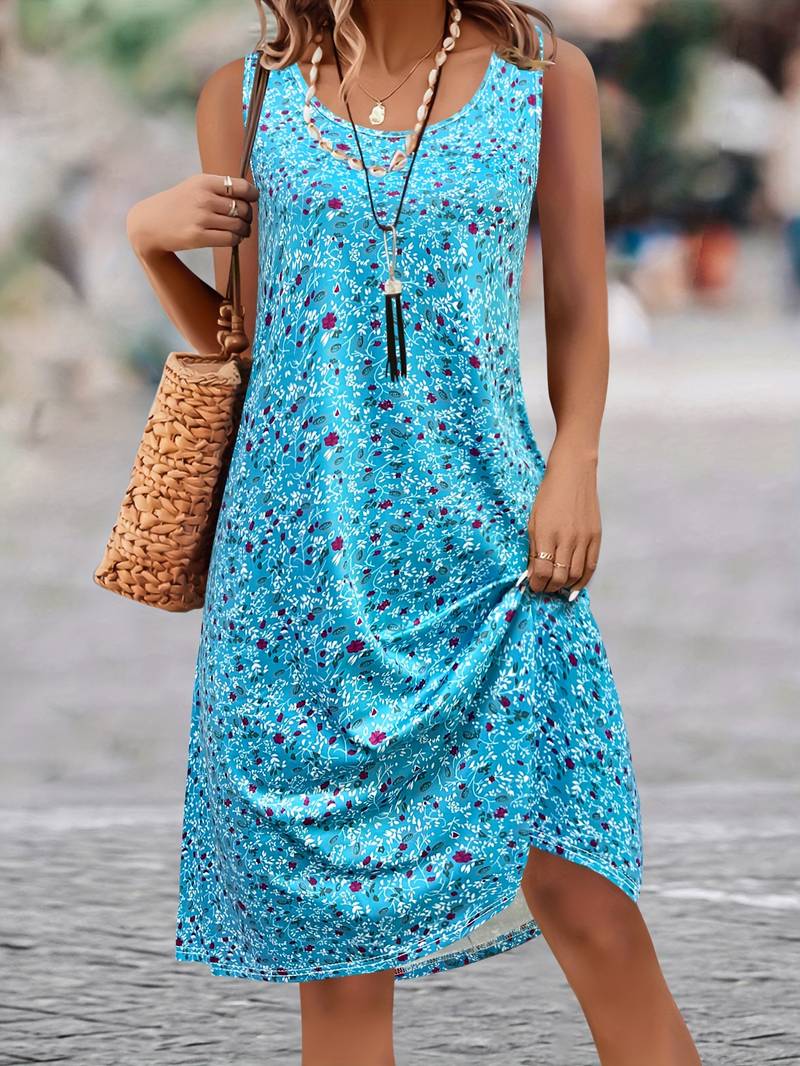 Girls floral print dress round neck comfortable fit timeless charm feminine silhouette