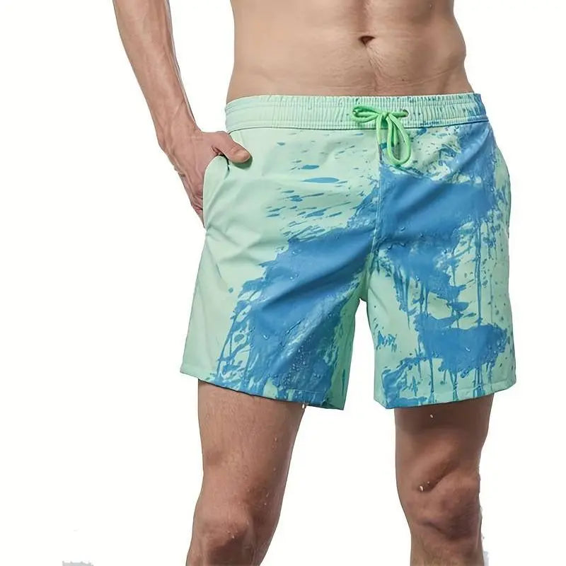 Men's thermochromic swim shorts bold color-changing design temperature-reactive beach trunks