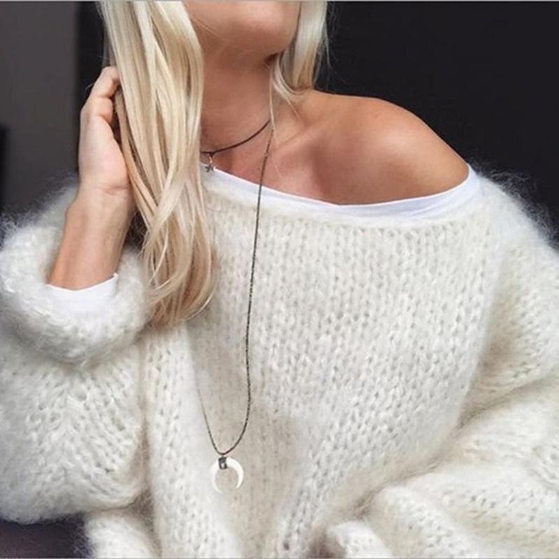 Women's casual mohair sweater, cozy lightweight knit with hollow-out texture for autumn winter office wear
