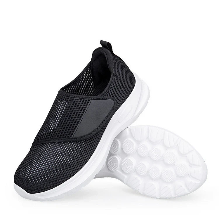 Unisex gray air mesh orthopedic walking shoes wide-fit breathable design for swollen diabetic feet
