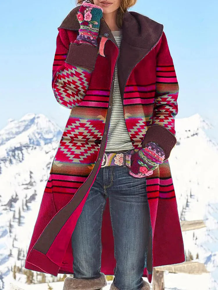 Women's elegant long coat classic silhouette warm draped outerwear versatile cold weather style