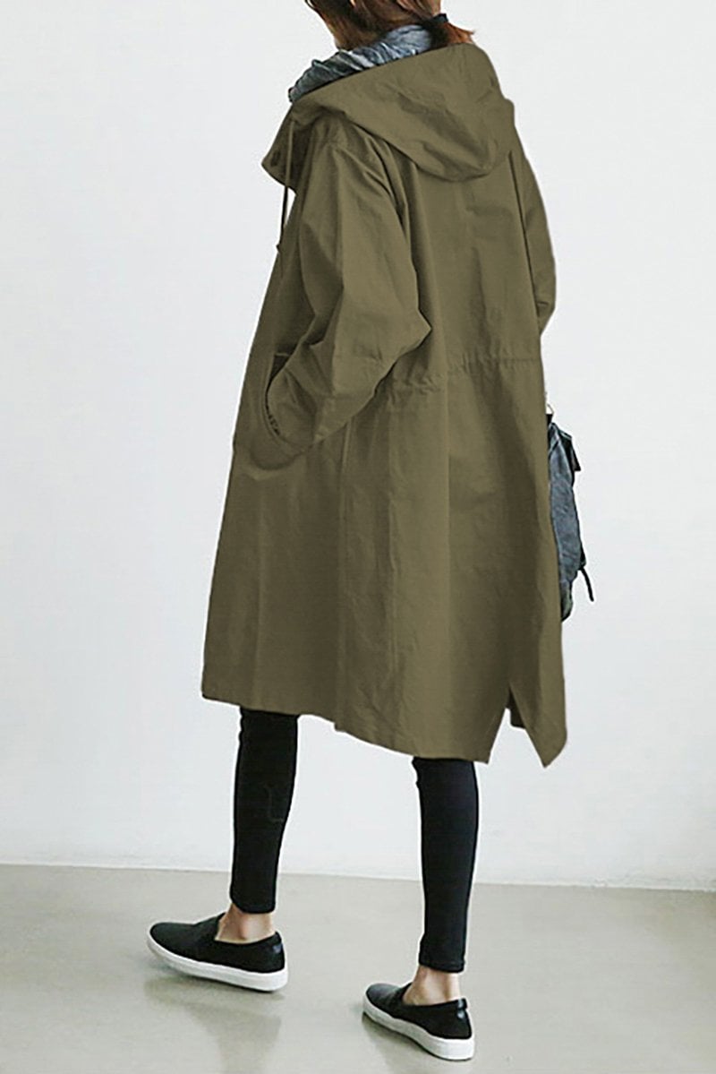Women's oversized hooded windbreaker rain jacket lightweight water resistant all-weather layer