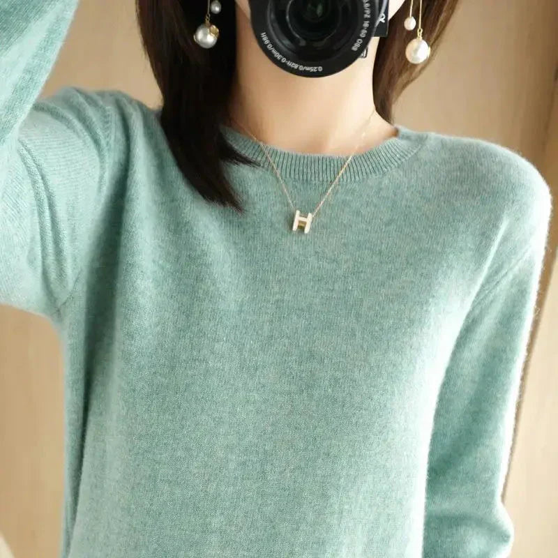 Women's casual knit sweater soft comfortable fit sustainable easy care fashionable everyday style