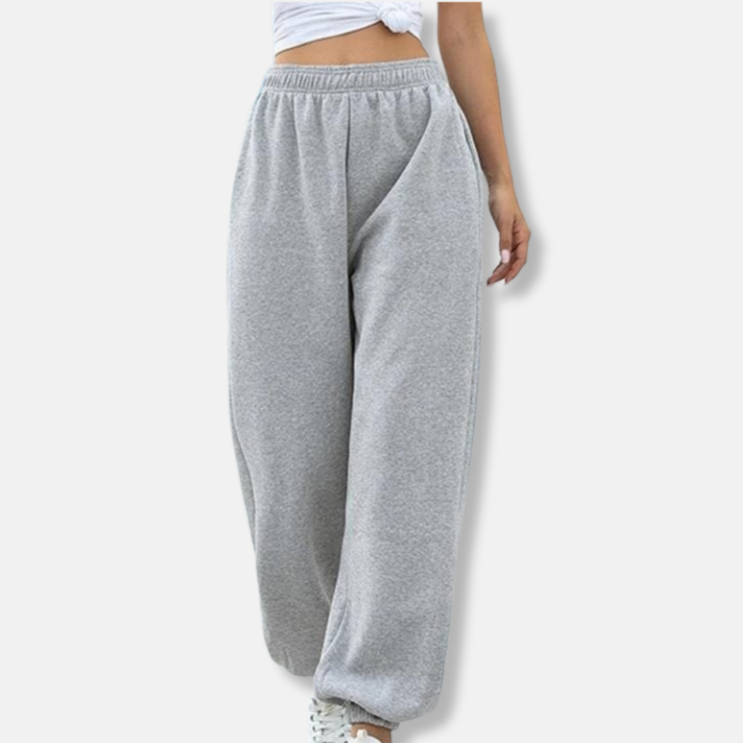 Women's relaxed fit ankle-length jogger pants with elastic waistband and practical side pockets