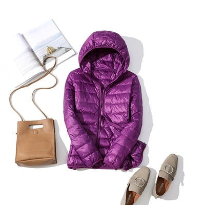 Women's short quilted winter jacket zip-front warm casual coat lightweight city style