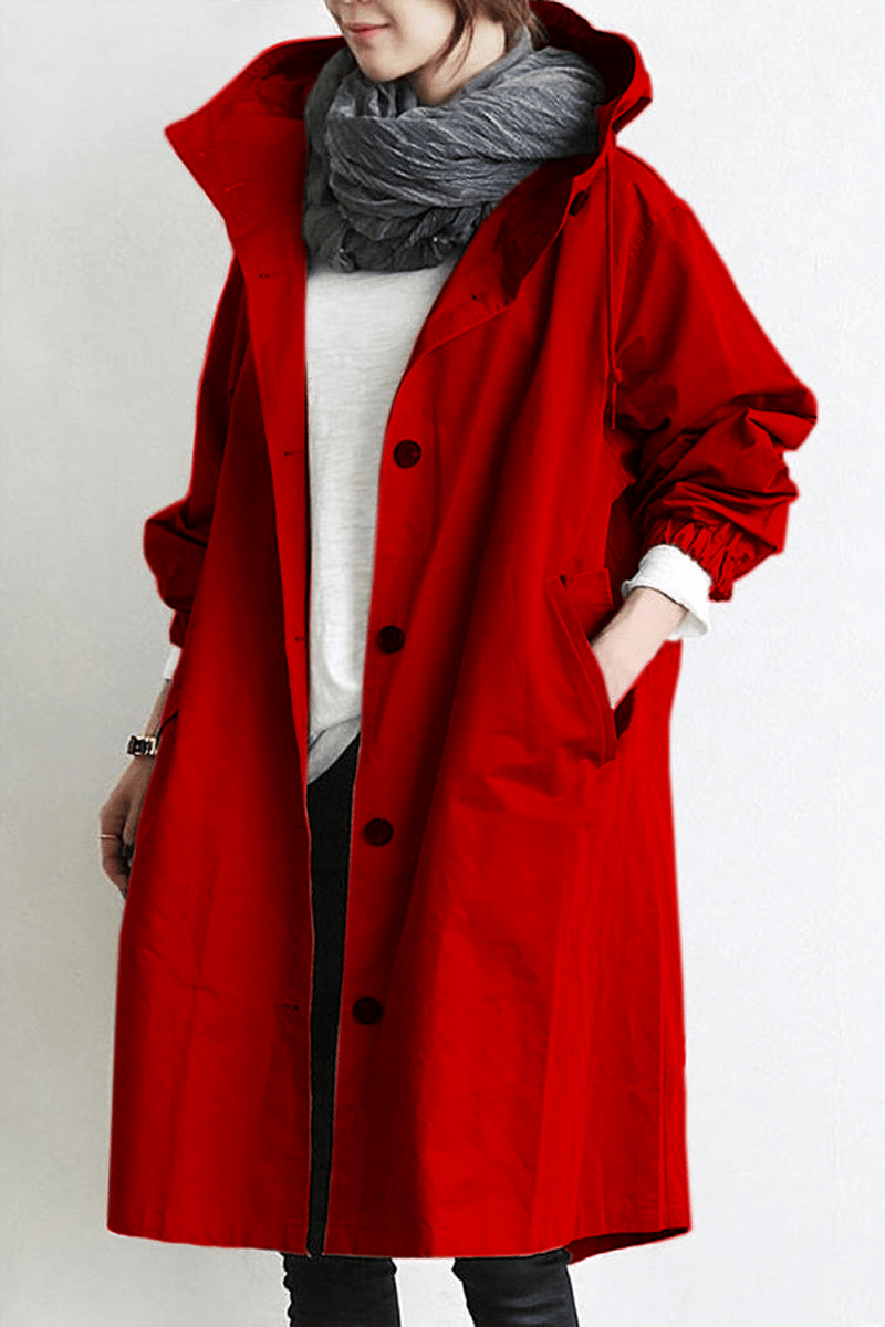 Women's oversized hooded windbreaker rain jacket lightweight water resistant all-weather layering piece