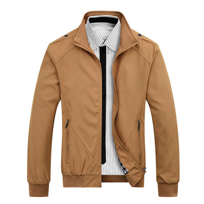 Men navy casual jacket tailored fit with checked interior lining, modern urban style