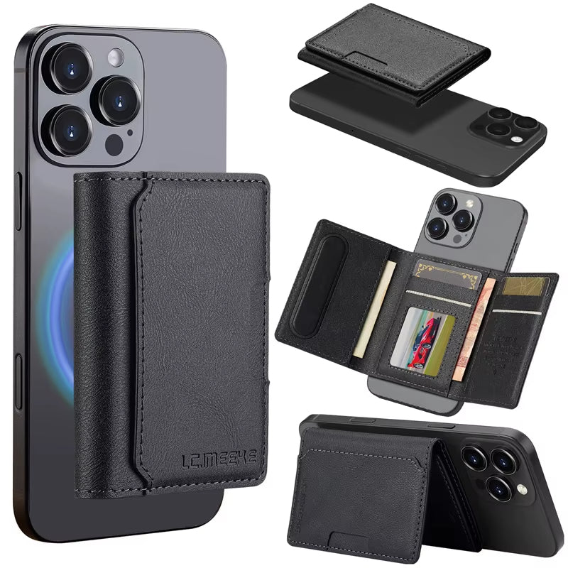 Bravado Slimfold magnetic wallet RFID-blocking PU leather phone attachment with kickstand unisex