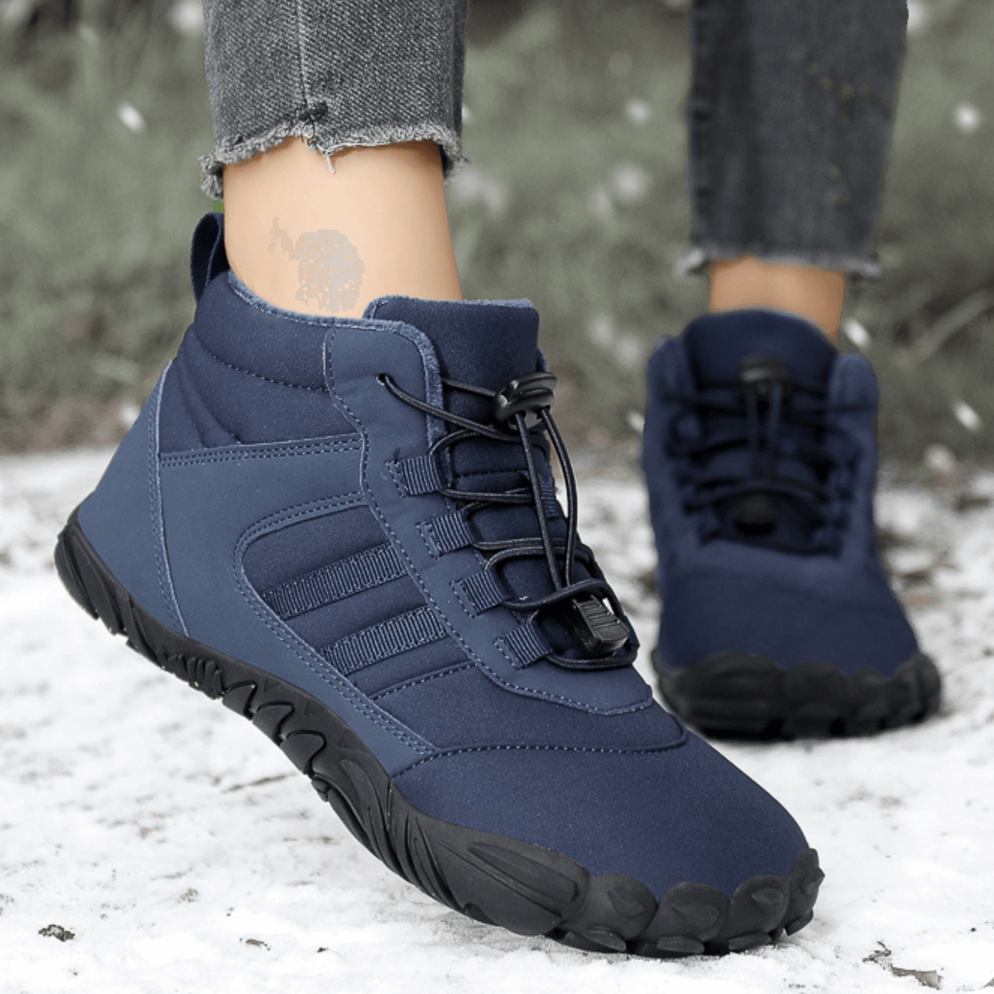 Waterproof unisex winter boots wide toe orthopedic arch support fleece-lined all-weather outdoor footwear