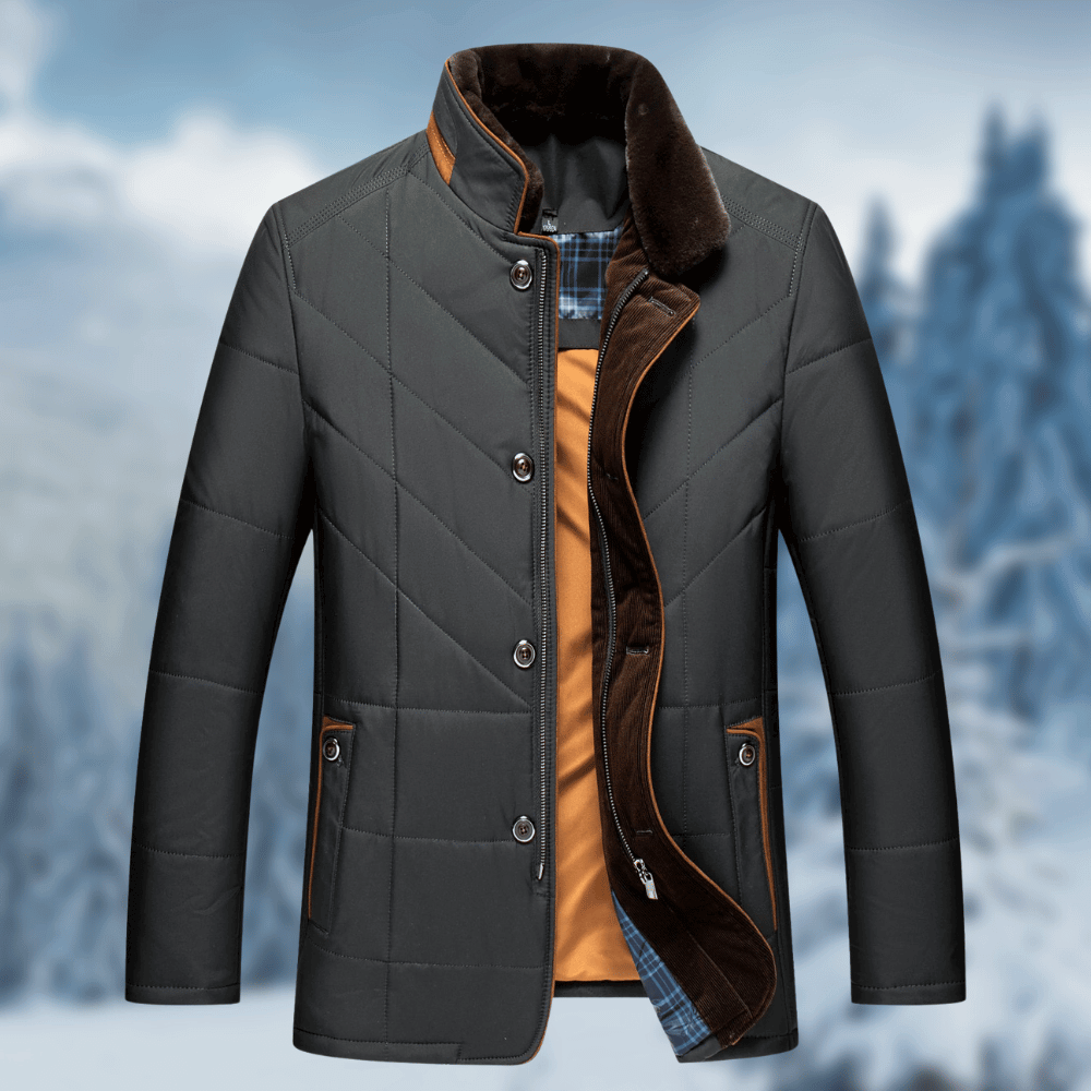 Chris men's dark winter jacket tailored fit soft lining urban style city cold weather coat