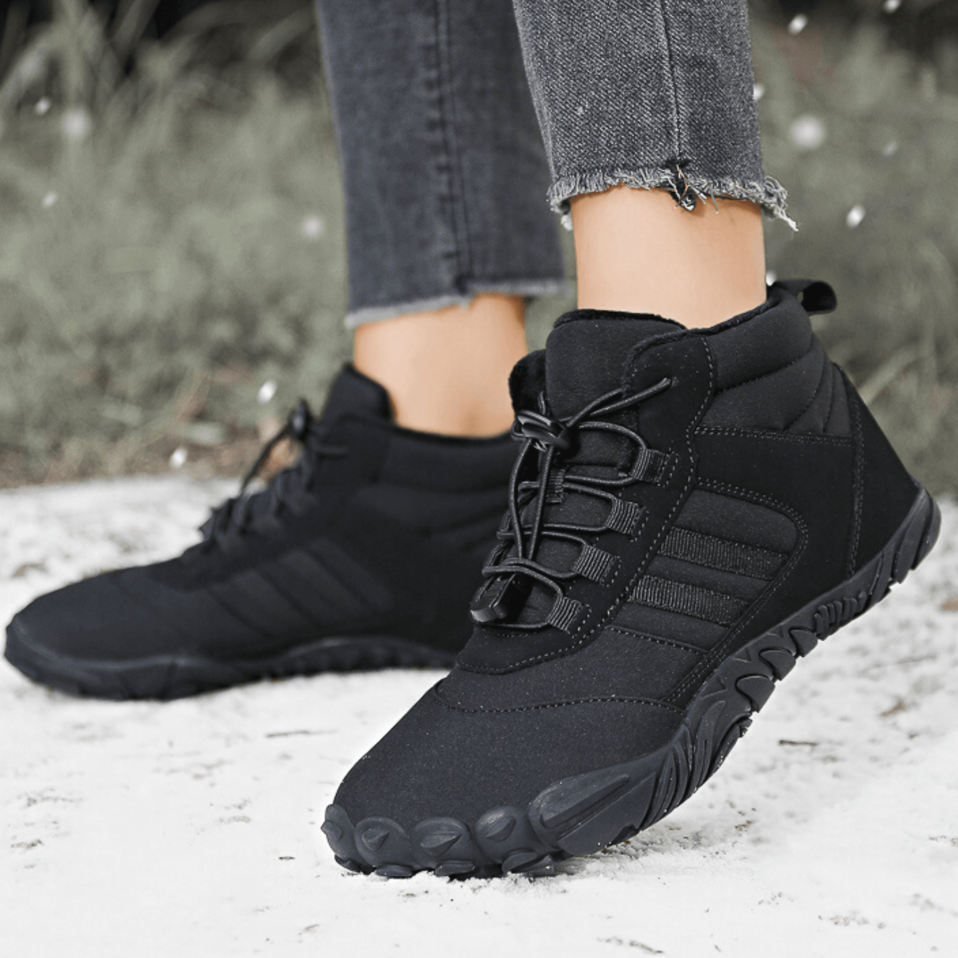 Waterproof unisex winter boots wide toe orthopedic arch support fleece-lined all-weather outdoor couple style