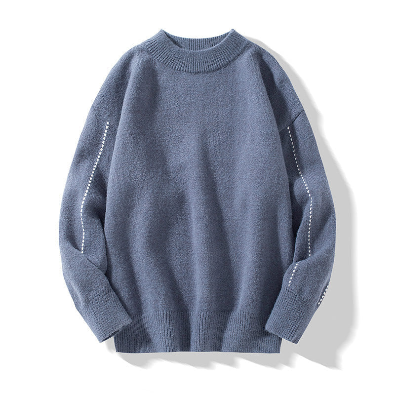 Men's stand-up collar knit sweater regular fit minimalist design for smart-casual everyday wear