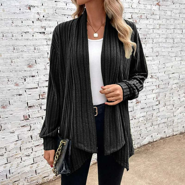 Women's relaxed fit soft knit open front cardigan neutral tone everyday layering essential