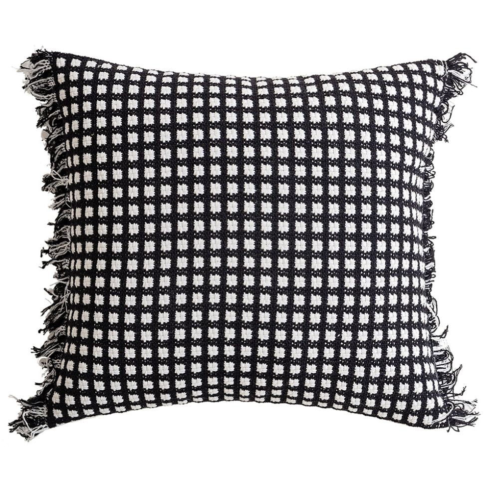 Boho woven cotton cushion cover eclectic colorful texture 18x18 cheerful living room accent