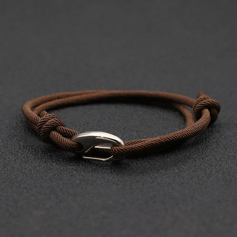 Men's 3mm Milan rope bracelet black adjustable water-resistant hook clasp everyday style