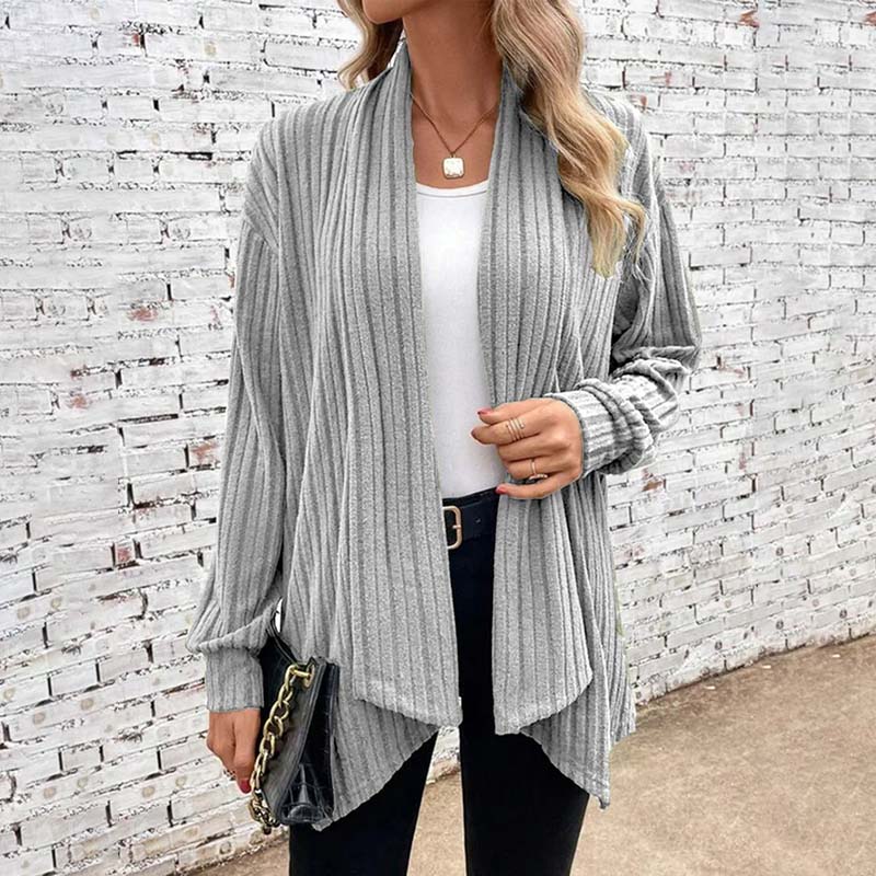 Women's relaxed fit soft knit open front cardigan neutral tone everyday layering essential
