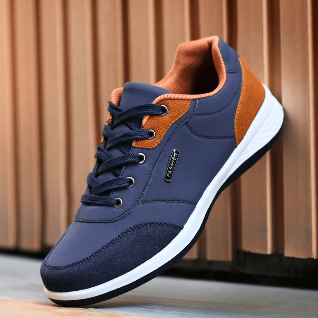 Bryson men's white leather breathable sneakers lightweight water-resistant sole city commuter style