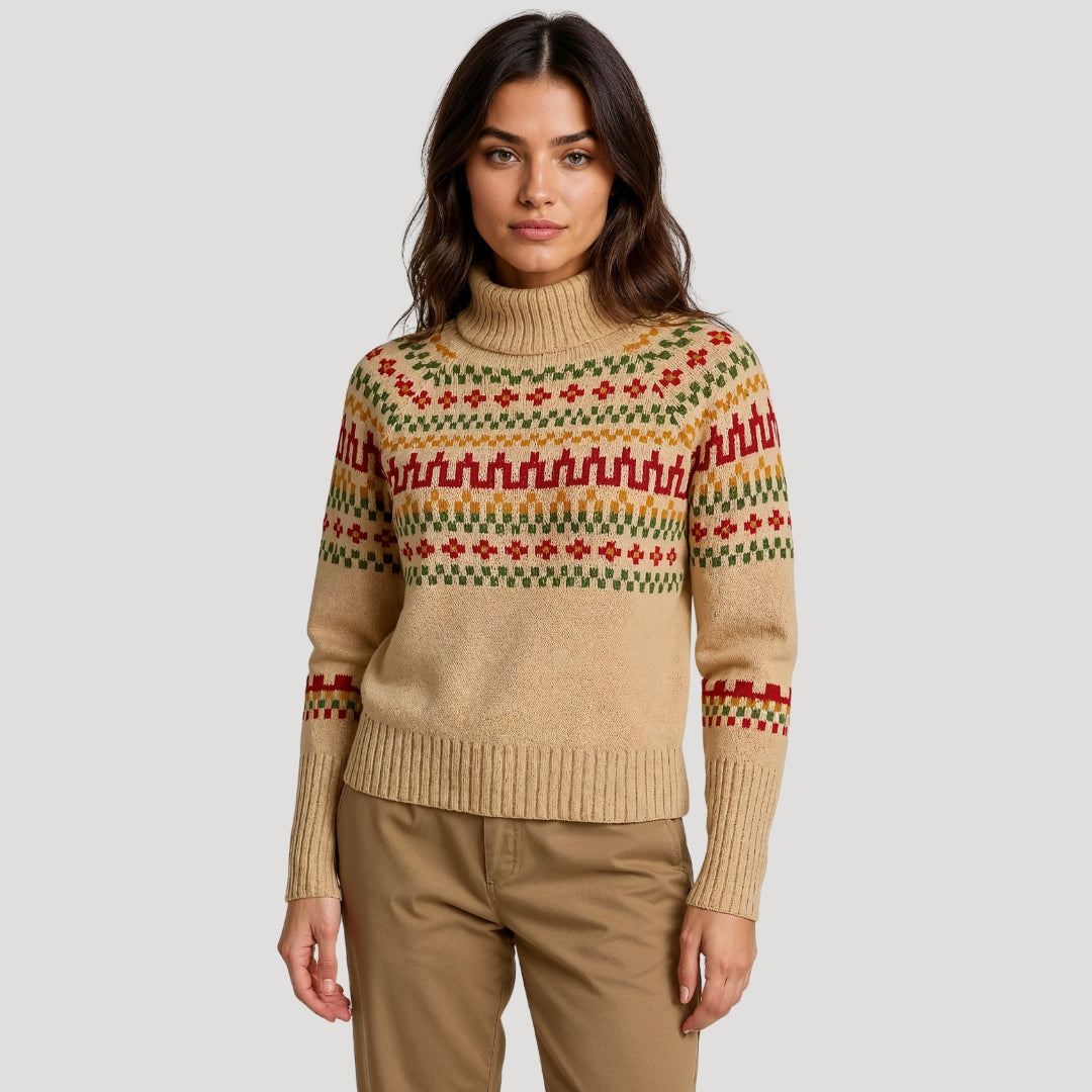 Addison women's spring patterned turtleneck knit sweater, cozy breathable casual officewear fit