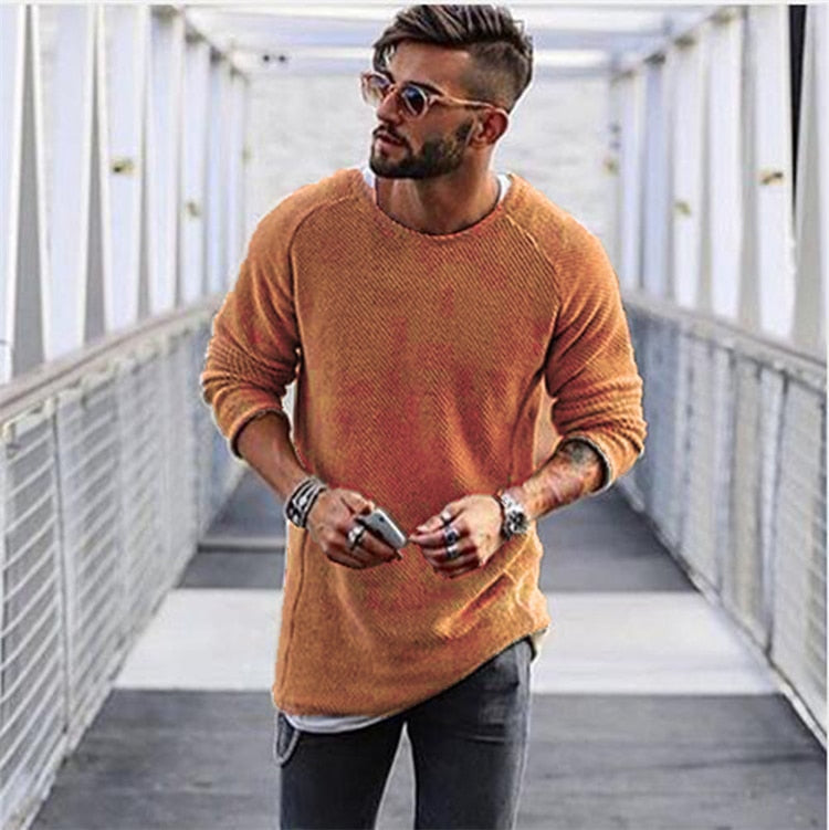 Declan men's long knit pullover sweater modern slim fit versatile office casual style