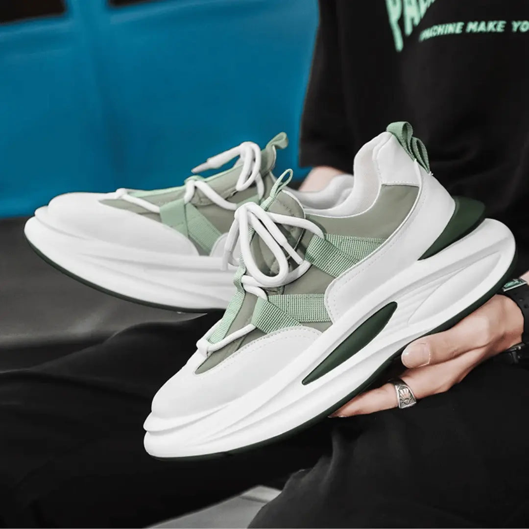 Enzo Ferrara low-profile two-tone mesh sneakers breathable streamlined silhouette urban smart-casual