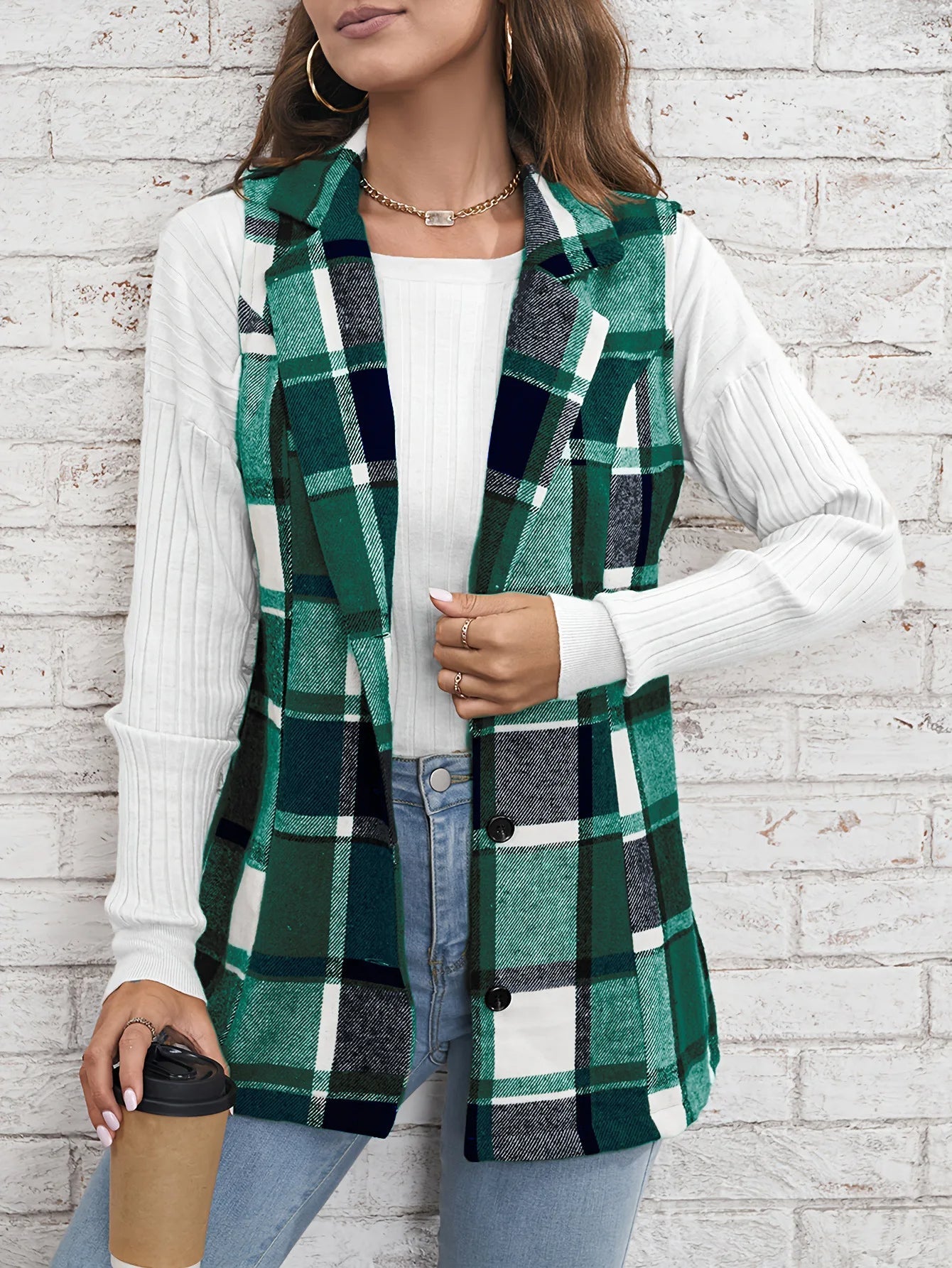 Camden wool-blend plaid vest tailored slim silhouette sleeveless layer rich seasonal tones modern professional