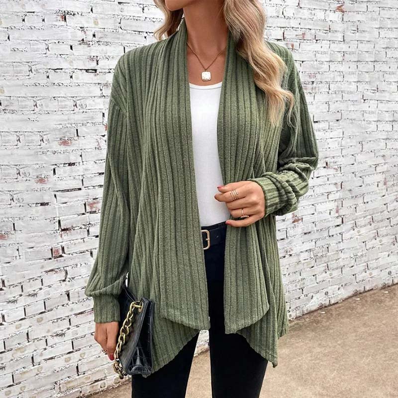 Women's relaxed fit soft knit open front cardigan neutral tone everyday layering versatile style