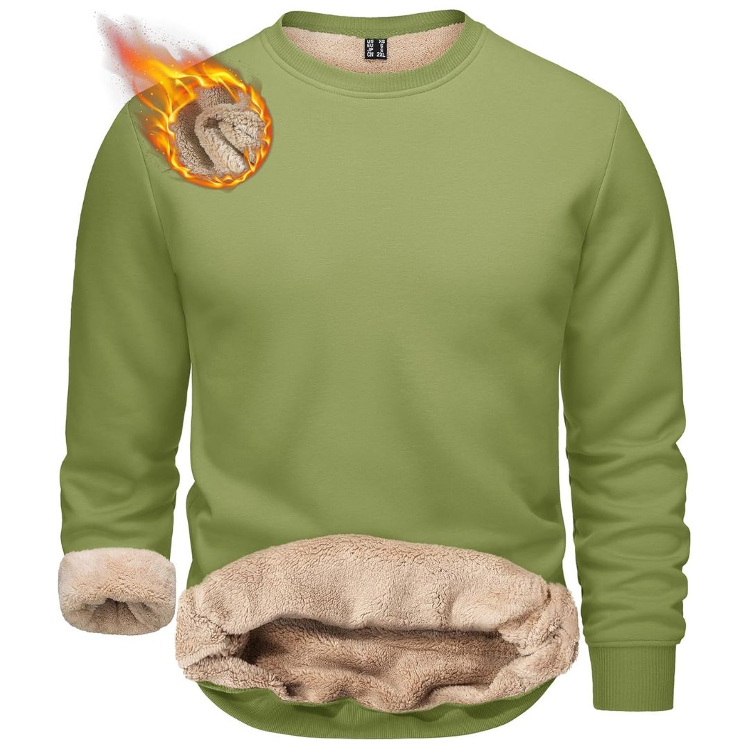 Men's heavyweight sherpa lined fleece pullover sweatshirt windproof warm cotton everyday comfort