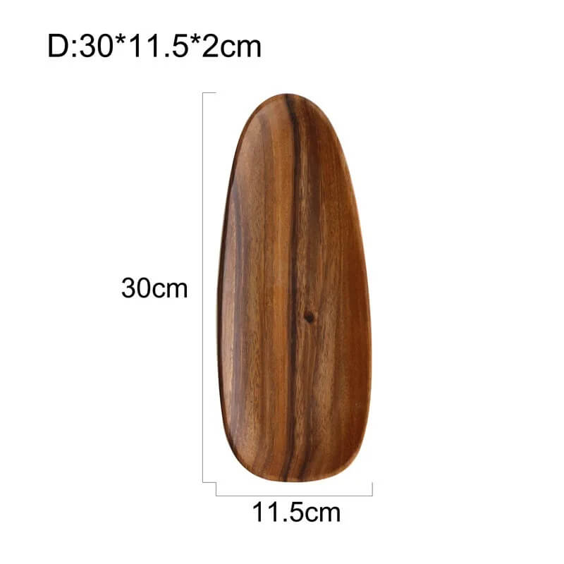 Minimalist acacia wood serving tray oval organic shape natural grain home entertaining decor
