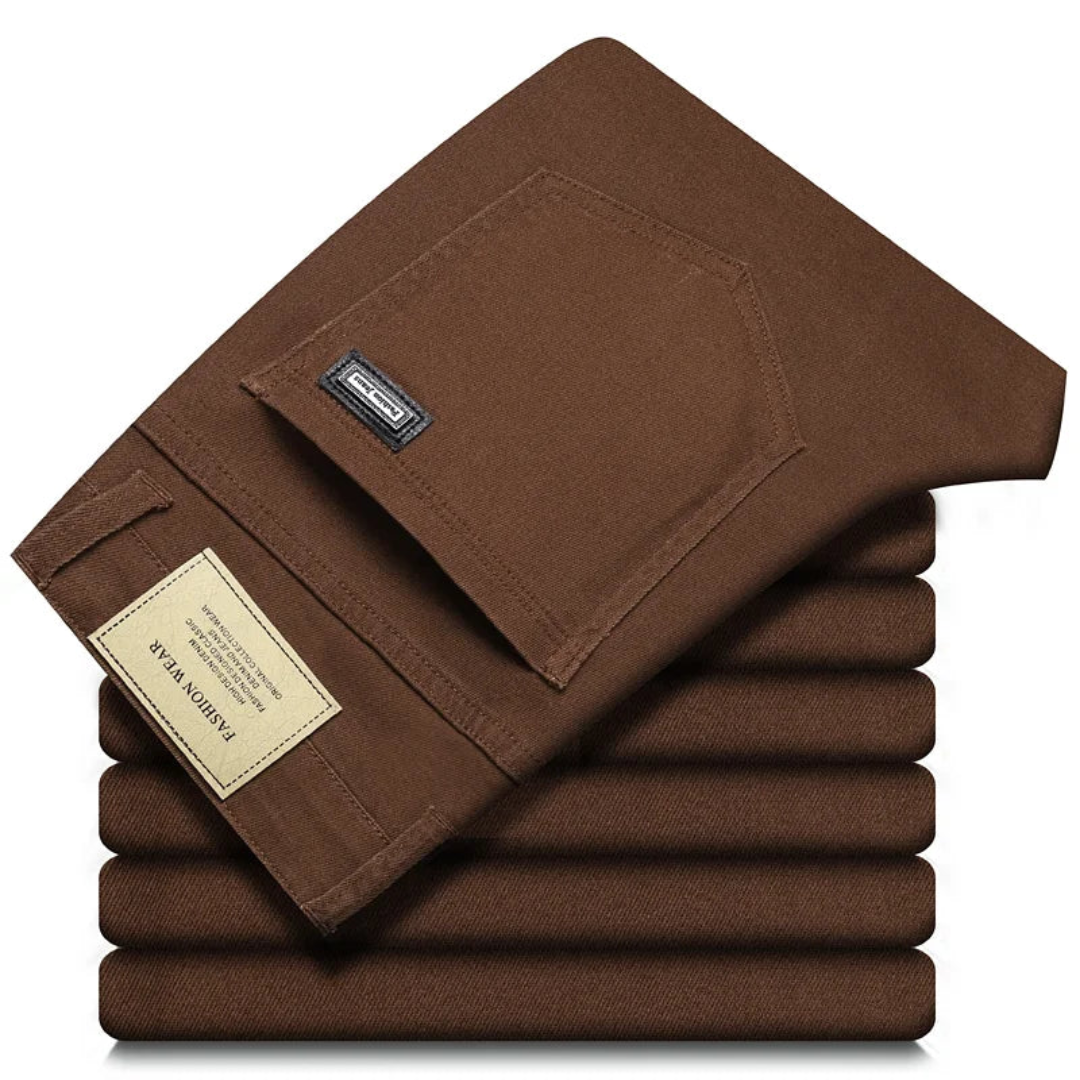 Men's olive classic fit dress pants stretch cotton blend wrinkle-resistant tailored silhouette