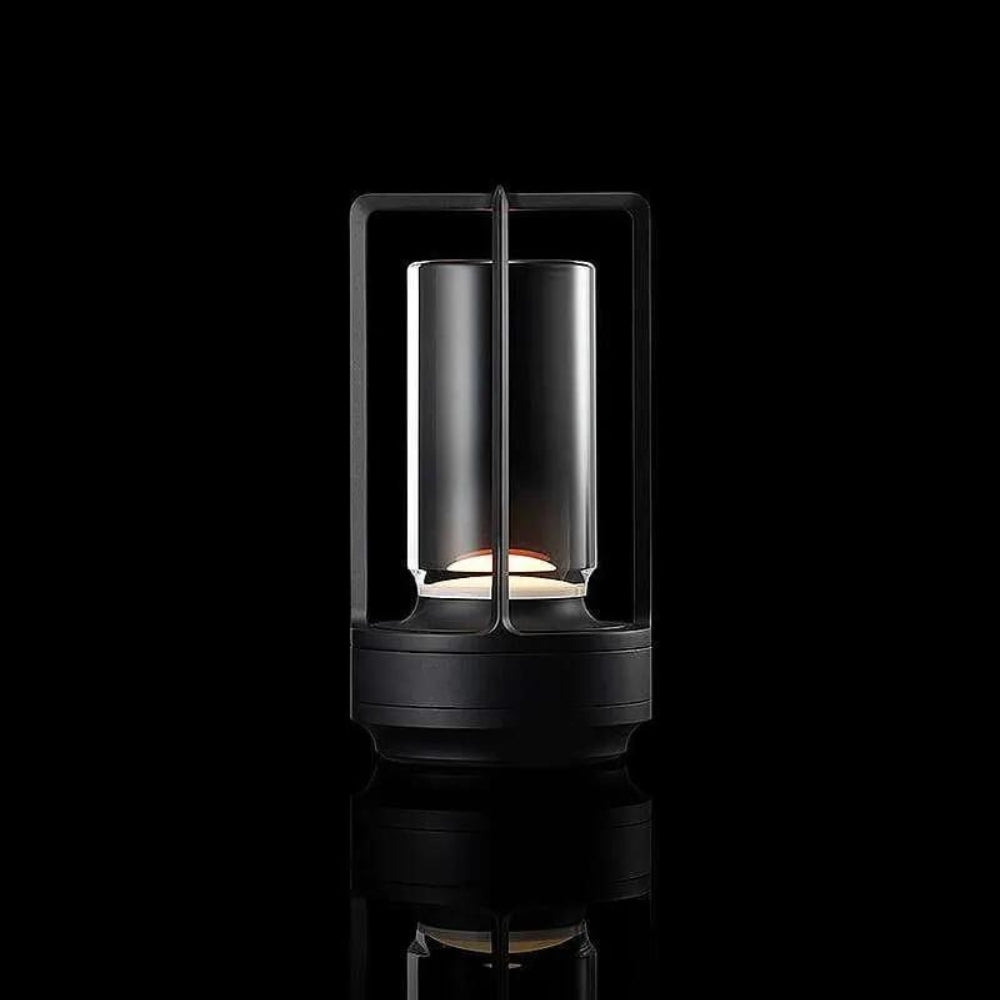 Nordic metal frame table lantern glass casing cordless USB rechargeable ambient lighting modern decor