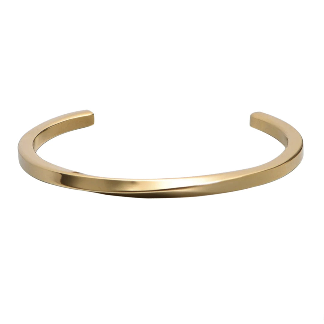 Polished 316L stainless steel bangle bracelet 4mm minimalist twisted band waterproof tarnish resistant