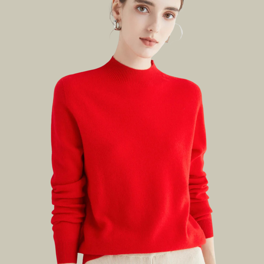 Paige women's wool blend mock neck sweater classic fit soft knit everyday layering essential
