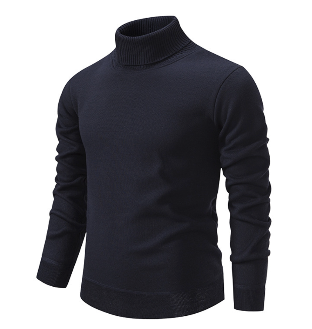 Men's virgin wool turtleneck sweater in classic fit, ultra-soft Shetland fleece for refined winter warmth